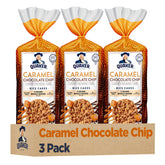 Quaker front packaging showing caramel chocolate chip flavor and benefits
