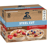 Quaker front packaging showing 32-count variety pack for convenient breakfasts