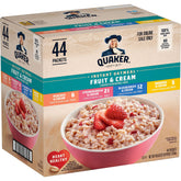Quaker front packaging showing variety pack and convenient single-serve benefit