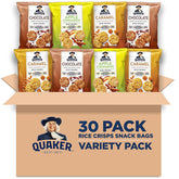 Quaker rice crisps front packaging showing flavor variety and convenience