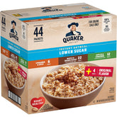 Quaker variety pack front view showing 44 packets and flavors benefit of choice