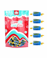 QUEEN CITY CANDY CAVE close-up of candy surface texture highlighting vibrant blue color and consistency