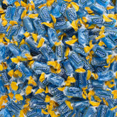 QUEEN CITY CANDY CAVE front packaging showing resealable bag and all-blue candy benefit freshness