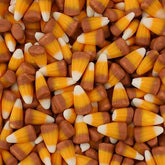 QUEEN CITY CANDY CAVE front packaging showing 1 lb caramel candy corn, fresh convenience