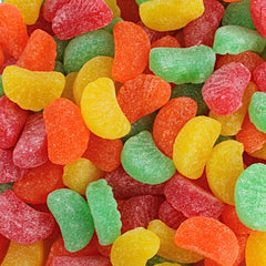 QUEEN CITY CANDY CAVE front packaging showing resealable 1 lb bag and assorted fruit slices for convenient storage