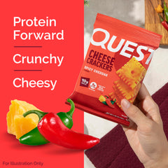 Quest close-up texture of cracker highlighting crisp crunch and spice