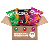 Quest front packaging of spicy variety pack showing flavors and benefits