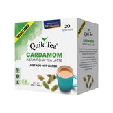Quik Tea front packaging showing cardamom chai and convenience