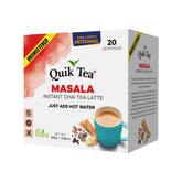 Quik Tea front packaging showing 20 sachets and brand convenience