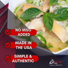 Quoc Viet Foods prepared bowl of chicken pho with herbs, quick meal benefit
