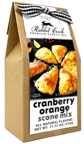 Rabbit Creek front box showing cranberry orange scone mix and clear instructions