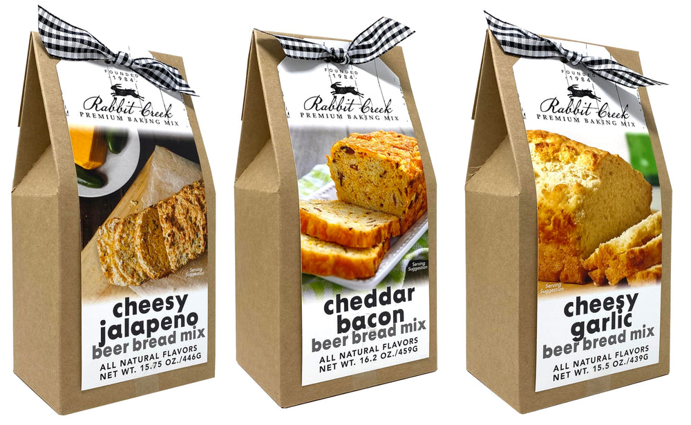 Rabbit Creek front packaging trio displayed, shows variety and convenience