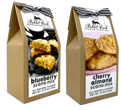 Rabbit Creek front packaging showing both scone mix flavors and convenience