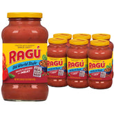 RAGÚ front jar showing label and classic Italian appeal, easy meal solution