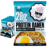 Ramen Bae front packaging showing six Original garlic soy ramen packs and benefits