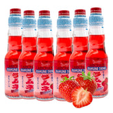 Generic Ramune front packaging showing six strawberry bottles and fun branding benefit: eye-catching display