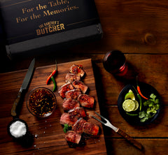 The Rancher’s Butcher portion size comparison showing two filets and two NY strips