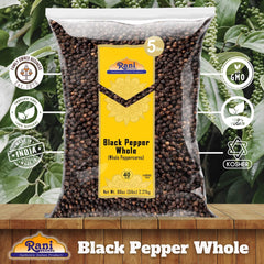 Rani Brand peppercorns being poured into a grinder showing effortless refill and fresh grind benefit