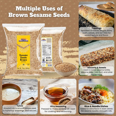 Rani Brand close-up of raw brown sesame seed texture adding crunchy flavor