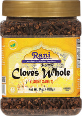 Rani Brand whole cloves front packaging showing jar and label for pantry use