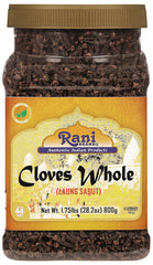 Rani Brand front packaging showing large PET jar and rich whole cloves for cooking