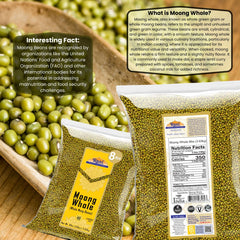 hand holding Rani moong whole beans showing size and quantity benefit