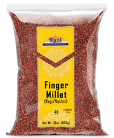 Rani Brand front packaging showing 28oz ragi, clear product view and benefits