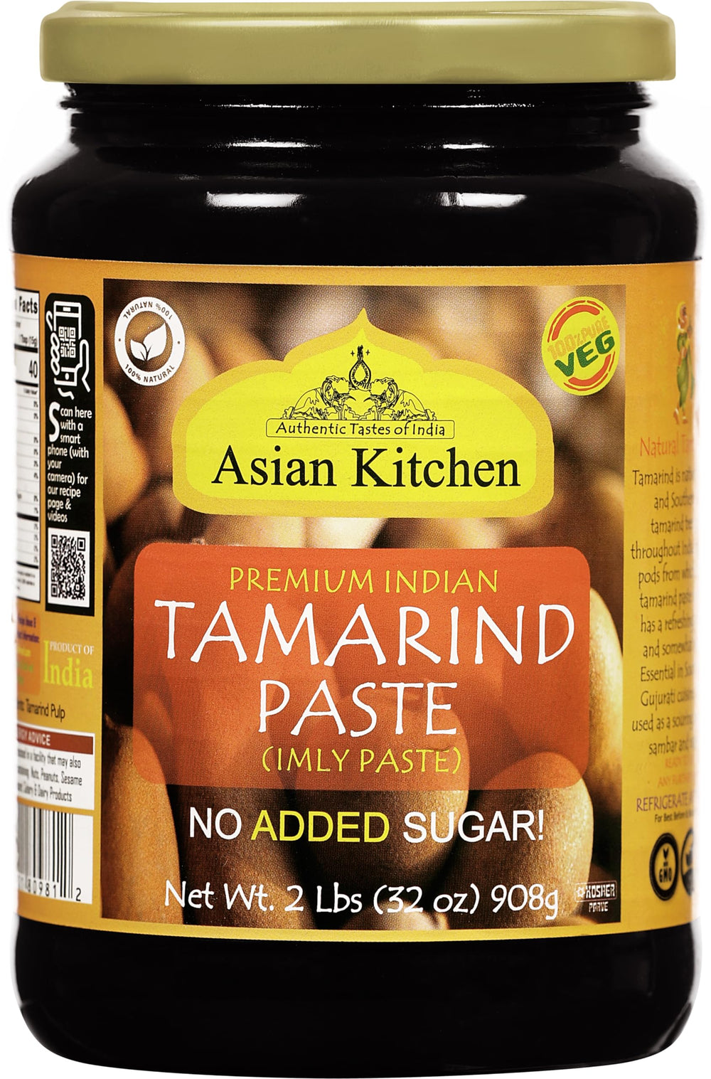 Rani tamarind paste front jar showing label and glass, pure pantry staple benefit