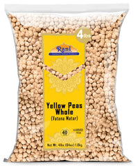 Rani Brand front packaging of 64oz yellow peas showing bulk size and branding benefits