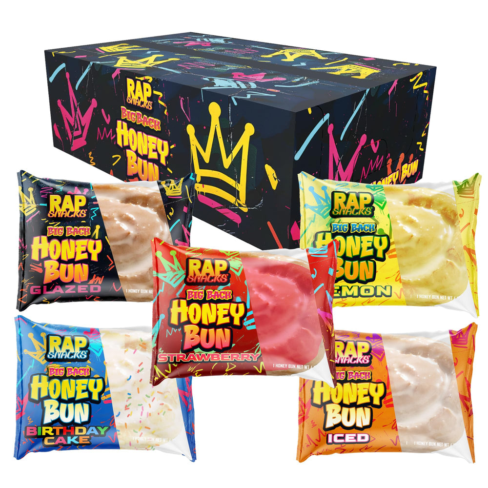 RAP SNACKS front packaging showing assorted honey buns for quick shelf recognition