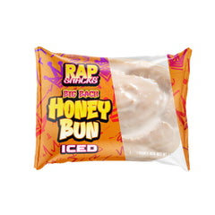 RAP SNACKS cross-section of honey bun showing soft moist texture and appealing crumb