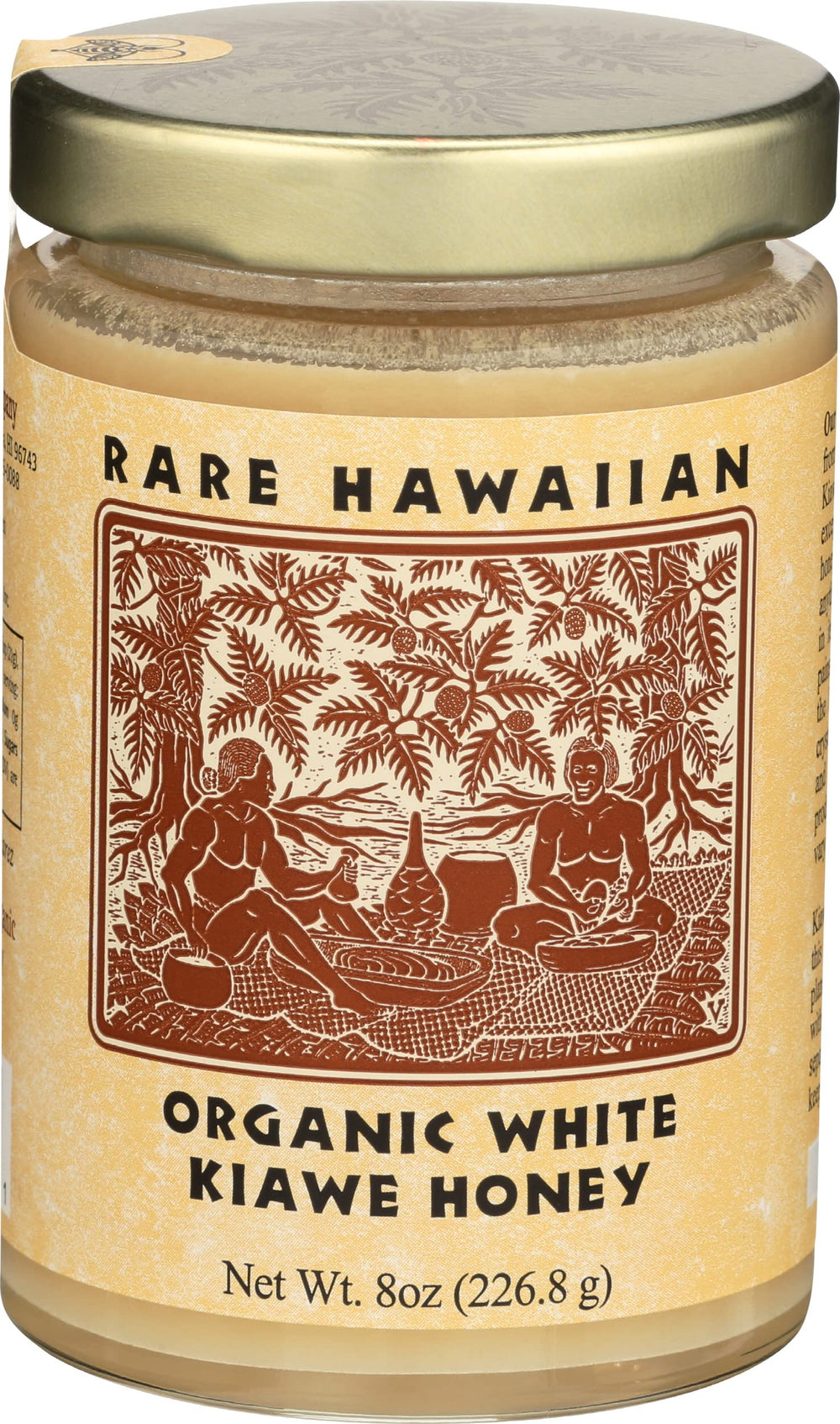 Rare Hawaiian white honey jar front label showing organic branding and size