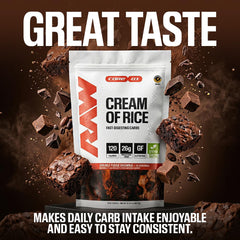 RAW close-up of powder texture highlighting fine rice blend for easy digestion