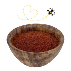 Raw Essentials powder texture close-up shows fine smoky grind, aids even seasoning