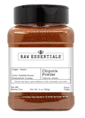 Raw Essentials bottle front view shows label and 9-ounce size, ensures pantry readiness