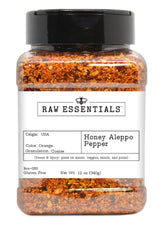 Raw Essentials front bottle showing label and 12-ounce size for pantry convenience