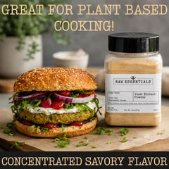 Measuring spoon with Raw Essentials powder, small pinch delivers big flavor