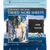 rawnori front packaging showing 50-sheet resealable bag and certifications benefit convenience