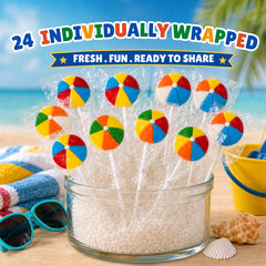 RBBZ Party individually wrapped beach ball lollipops ready for hygienic distribution and convenience