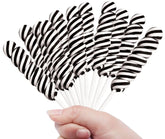 RBBZ Party front packaging showing 24 individually wrapped black twisty lollipops for easy serving