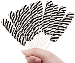 RBBZ Party front packaging showing 24 individually wrapped black twisty lollipops for easy serving