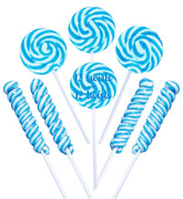 RBBZ Party blue lollipop pack front view showing 24 individually wrapped suckers and easy serving