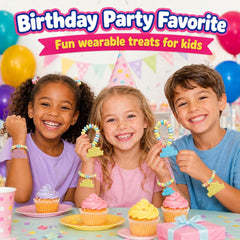 RBBZ Party bracelet worn on a child wrist showing wearable treat fun