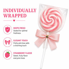 RBBZ Party lollipops beside ruler for scale, clear benefit: shows two-inch size for favor planning