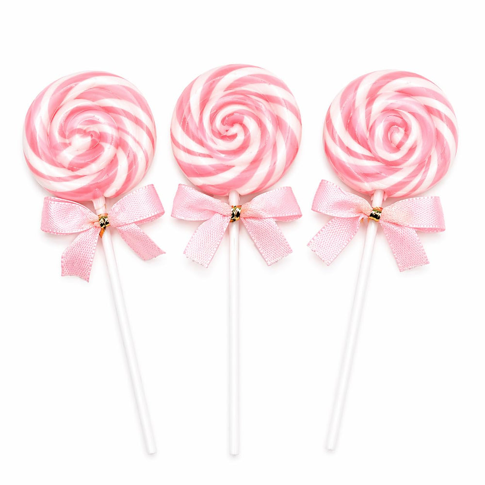 RBBZ Party front packaging showing 24 pink swirl lollipops, clear benefit: instant party-ready display