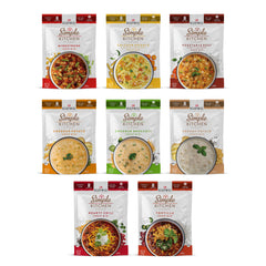 ReadyWise front packaging of soup sampler showing family-size pouches and variety benefits