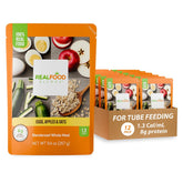 REAL FOOD BLENDS front packaging showing 12-pack and product name, clear ingredient visibility
