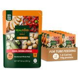 REAL FOOD BLENDS front packaging showing 12 pouches and product clarity benefit
