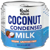 Real Naturals front can display showing vegan condensed coconut milk and label benefits