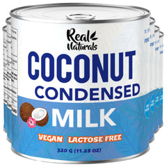 Real Naturals front can display showing vegan condensed coconut milk and label benefits
